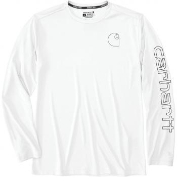Carhartt Force Sun Defender™ Indumento Protettivo a Manica Lunga con Stampa Logo – Bianco L