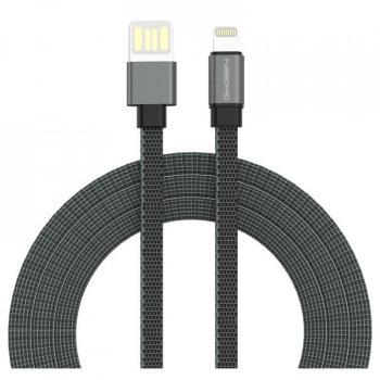 GoGEN USB-A / Lightning kabel, 1m, oboustranný, šedý, plochý