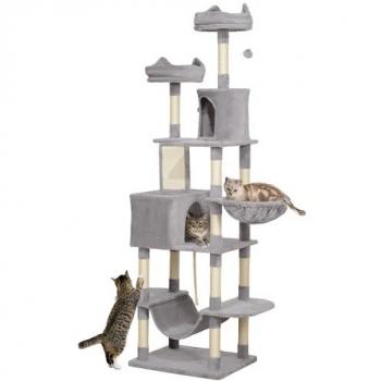 PawHut Árbol Rascador para Gatos con Plataformas y Cuevas 206 cm