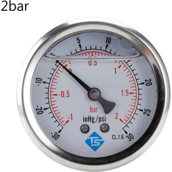 Manómetro de vacío 1/4 BSP, glicerina, 68mm -1 a 0/1/2 Bar -30 inHg + 0/15/30 PSI