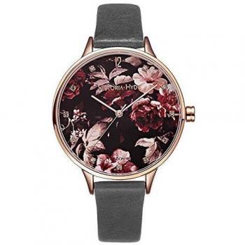 Victoria Hyde Women's Fashion Floral Dial Quartz Wristwatch with Leather Strap