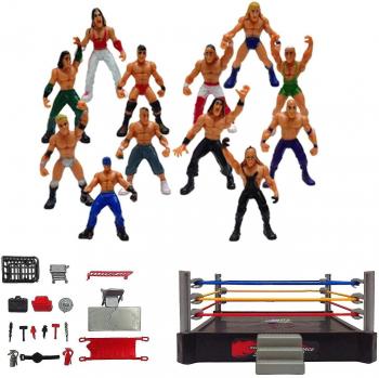 Guerreros de Lucha Libre Miniatura con Accesorios y Ring