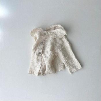 2022 Girls Bubble Pleated Mori Ruffle Long Sleeve Cotton Shirt