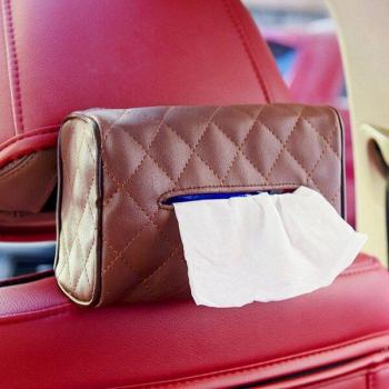 Caja de pañuelos de cuero con soporte trasero para coche