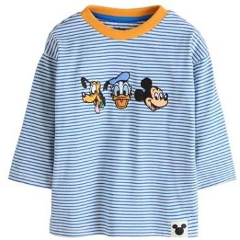 Mickey Mouse Long Sleeve T‑Shirt, 3‑8 Years – Blue & Ecru