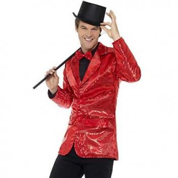 Chaqueta de fiesta de lentejuelas rojas para hombre