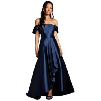 Bardot Twill Waterfall Gown – Navy (Women, 8)