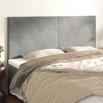 VidaXL CABECEROS 4 UNIDADES DE TERCIOPELO GRIS CLARO 90X5X78/88 CM