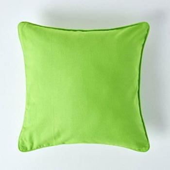 Homescapes 100% Cotton Plain Green Large Cushion Cover