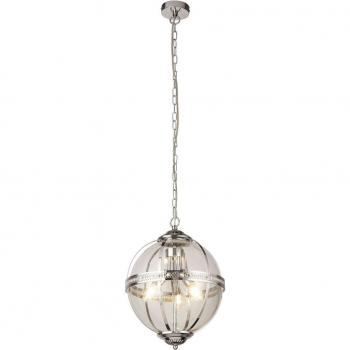 Lampadario Contemporaneo Corona Acciaio Cromo Vetro 3 Luci E14