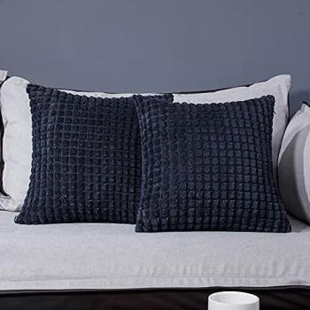 InvisibleZipper Navy Square Cushions (Set of 2)
