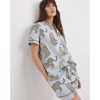 Pyjamas Maternité Chelsea Peers en Coton à Rayures Léopard