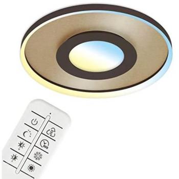 Plafón LED regulable 25 W, 49,5 cm, color oro madera