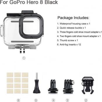 SOONSUN Filtro y Carcasa Negra para GoPro Hero 8-10