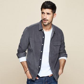 Grueso Kuegou Camisa de Algodón Talla Grande