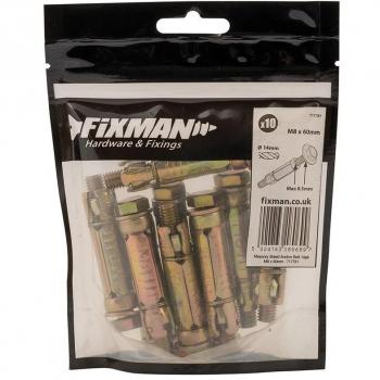 Bolt-Type Anchors for Masonry, M8 x 60mm, Fixman 717731, Quantity: 10