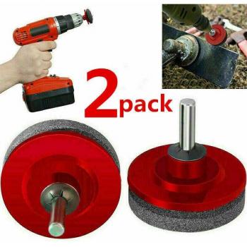 2Pcs Universal Lawn Mower Blade Grinding Kit (Red)