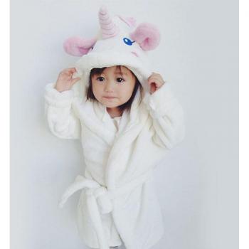 Albornoz de Franela para Niños con Diseño de Unicornio