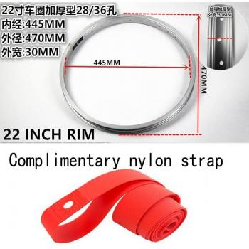 22 Inch Bicycle Rim Wheel Set for Electric Folding Bikes 28/36 Hole 22x1.5/1.75/1.95/2.125