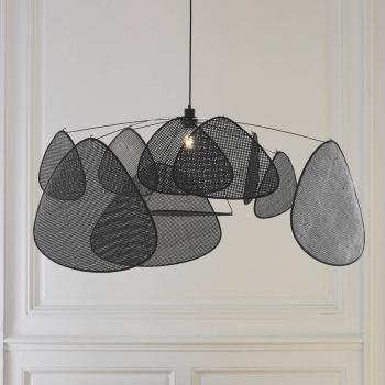 Black Rattan Screen XL Hanging Light