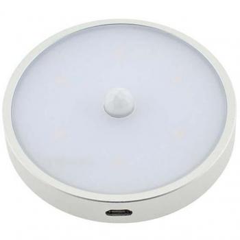 Iluminação Integrada Zor Round LED com Sensor PIR e Bateria Recarga, Branco