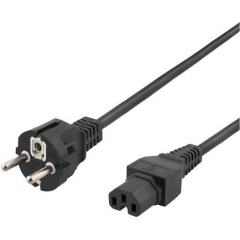 Deltaco 2m apparatkabel C15 till CEE7/7 svart