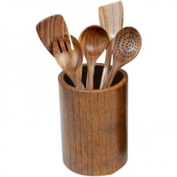 Ustensiles de cuisine antiadhésifs en bois avec seau