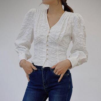 TWOTWINSTYLE Women's Printed Puff Sleeve Top