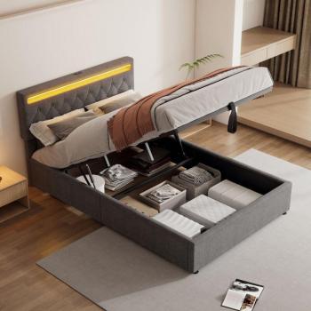 Letto Moderno con Funzione Contenitore e Telecomando