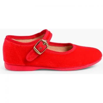 Zapatos de terciopelo para niña con cierre de hebilla