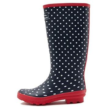 Peter Storm Women’s Blue Trim Tall Waterproof Wellies – Grippy Sole, Size 8
