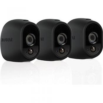 Schwarze Netzüberwachungskamera NETGEAR Arlo VMA1200B‑10000S mit 3 Silicon Covers