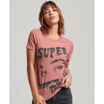 Superdry Lo-fi Poster Shirt für Damen rosa/schwarz