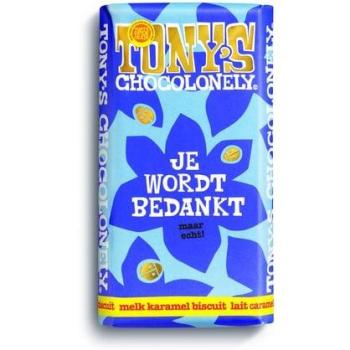 Chocolade Tony’s “Bedankt” Reep met Melk en Karamel – 180 g