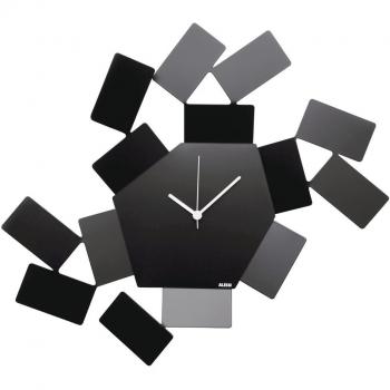 Alessi MT19 B Schwarze Wanduhren – Stahl 46 × 33,5 cm, epoxidharzlackiert