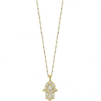 Collar Lotus Silver Mano de Fátima chapado oro