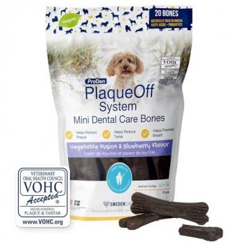 Blueberry Veggie Dental Bones by Plaqueoff – 20-Pack