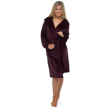 Moleskin & Fleece Women's Dressing Gown, Burgundy – Medium