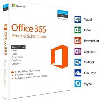MS Office 365 Personal Mac/Win Lizenz P2 EuroZone Medialess 1 Jahr Englisch
