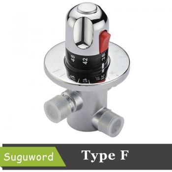 Thermostatique mélangeur vanne en laiton chromé 1/2 céramique pour chauffe-eau solaire, Suguword