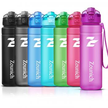 ZOUNICH Sports Water Bottle Adults Gym School Running Travel Girls Boys Filter Reusable