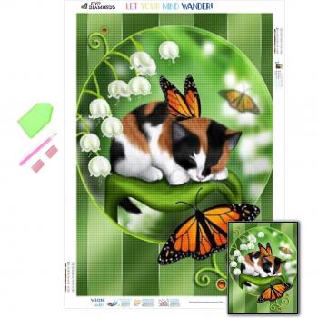 Cat & Butterfly Rhinestone Craft – 20×30 cm