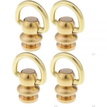 Poste de bola de metal con anillo en D, remache y tornillo para cuero, 4 piezas