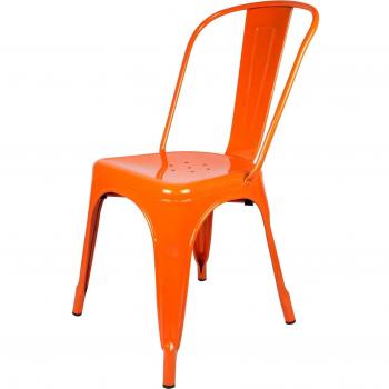 Silla de café Tolix, 45 × 45 x 85 cm, color naranja
