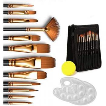 PalettePro 12‑Piece Paint Brush Set with Sponge Case