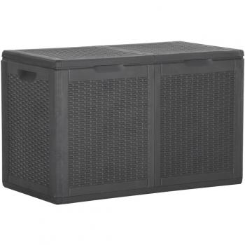 Garden Storage Box, 180 Liters Black Polypropylene With Rattan Look, Weather and UV Resistant Outdoor Storage Chest