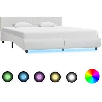 White LED Bed Frame 180x200 cm – Artificial Fur