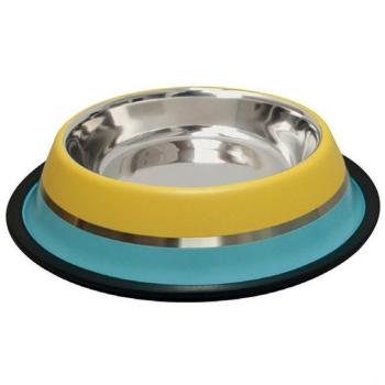 Comedero de acero inox. antid-3 amarillo/azul