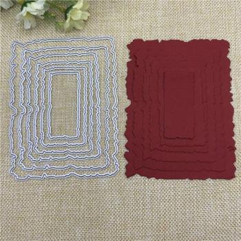 6pcs Vintage Torn Rectangle Frame Cutting Dies for Embossing