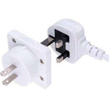 Universal UK‑US Travel Power Strip – Type G to Type A/B, 1 USB, White